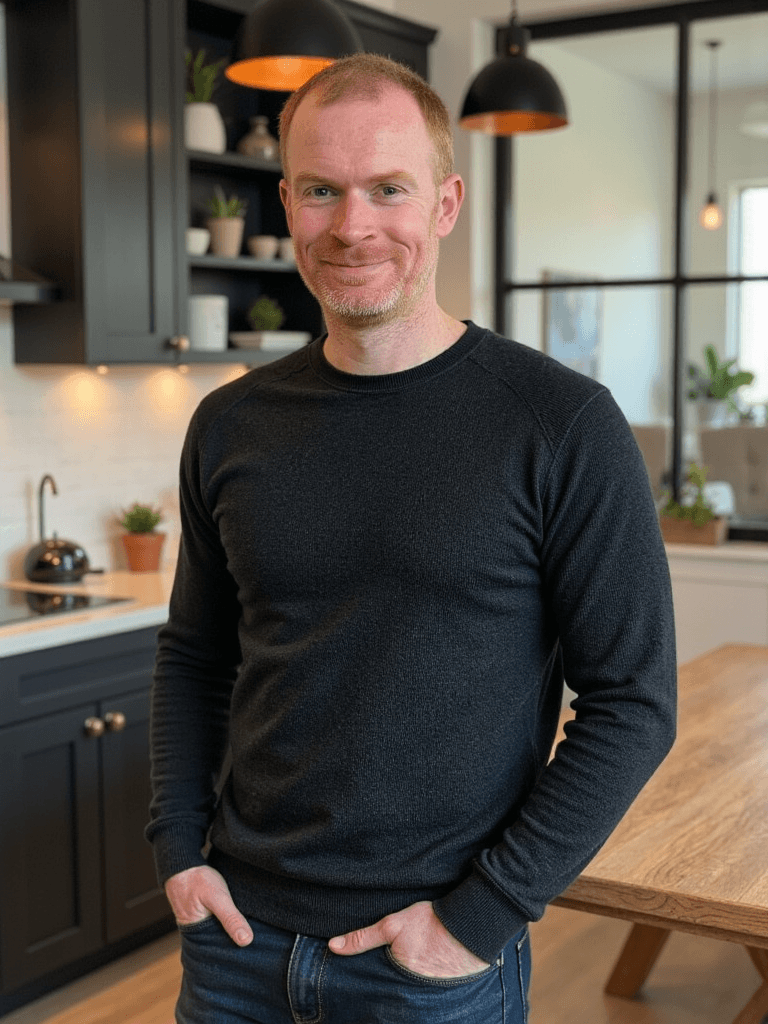 Mike working on laptop